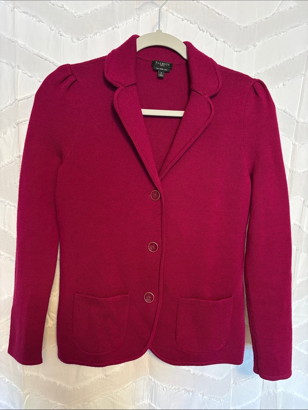 Talbots Deep Raspberry Knit Blazer Cardigan